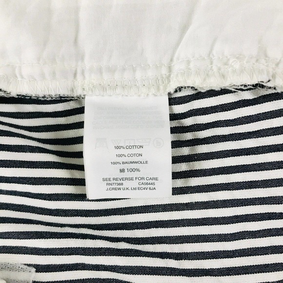 J Crew Women's 2 Pants White Black Striped Seersucker Teddie Crop Flare F11 - Picture 3 of 5